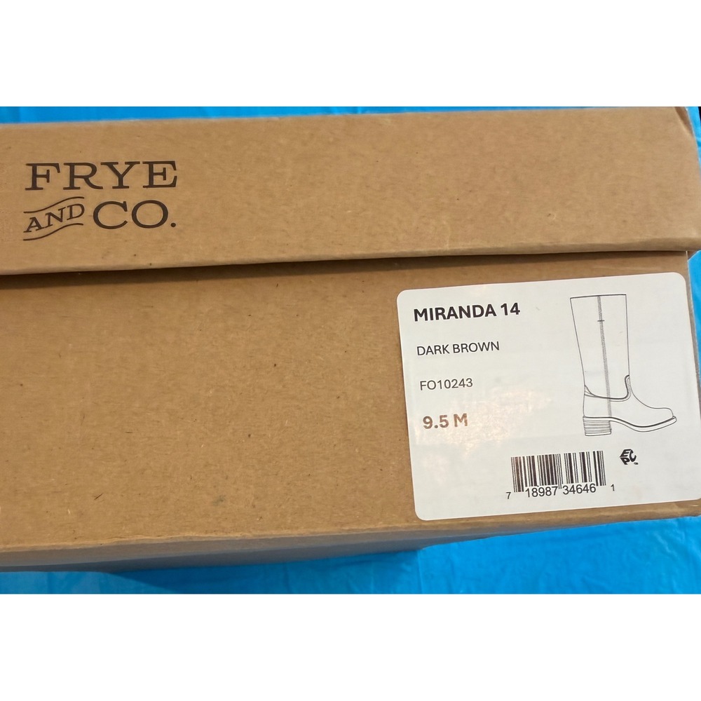 Frye and Co Miranda 14 Dark Brown Leather Square Toe Tall Boots 9.5 M FO10243